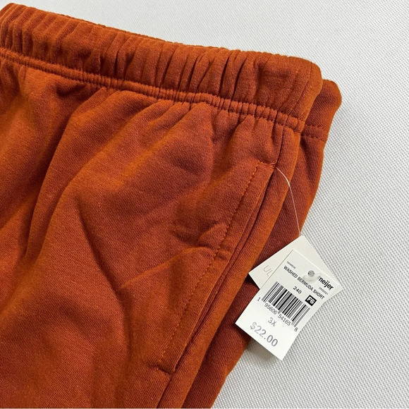Fleece Lined Shorts Plus Size 3XL Burnt Orange Side Pockets Elastic Waist - Picture 5 of 5